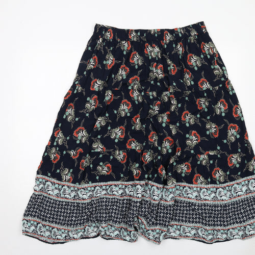 Per Una Womens Blue Geometric Viscose Peasant Skirt Size 14