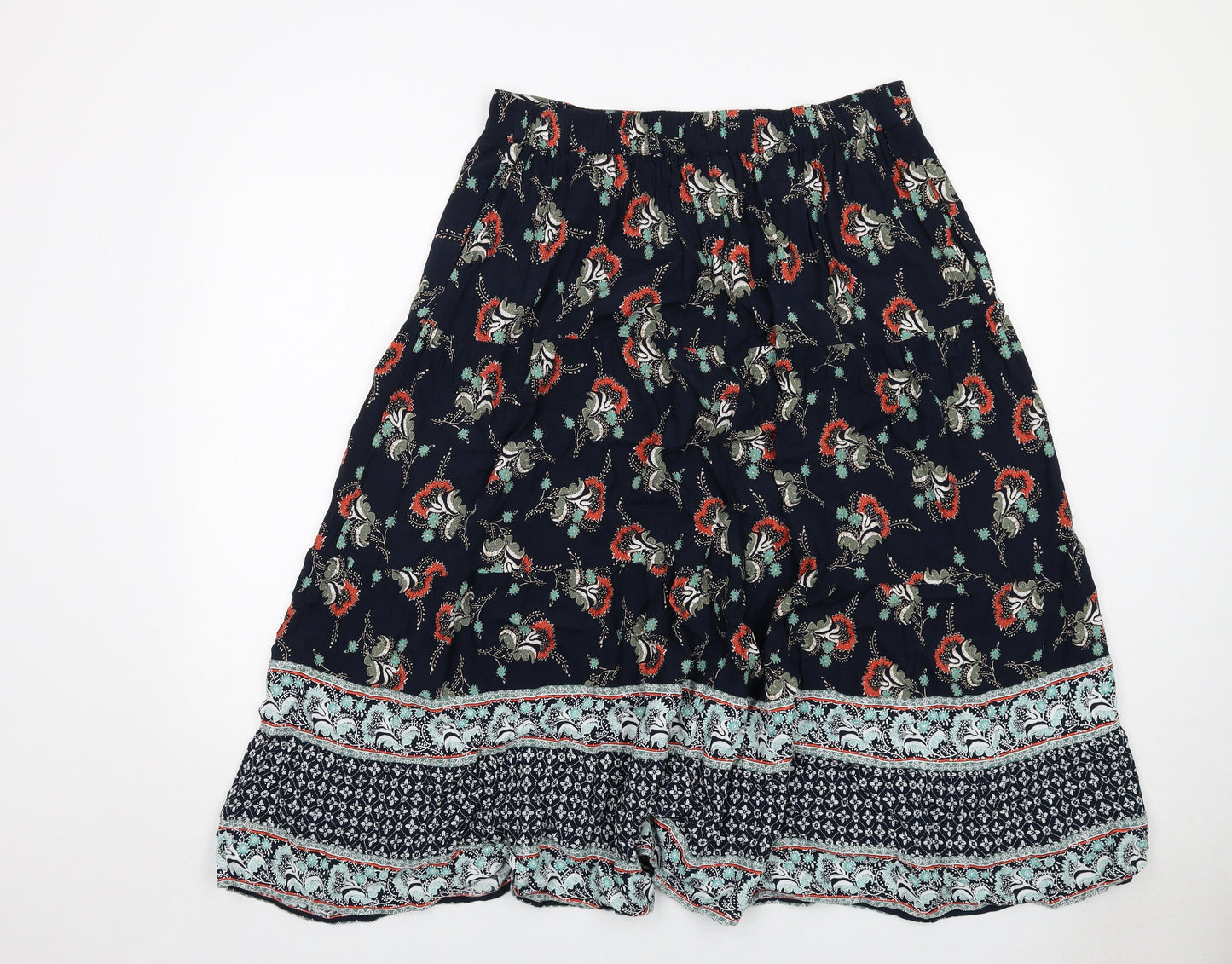 Per Una Womens Blue Geometric Viscose Peasant Skirt Size 14