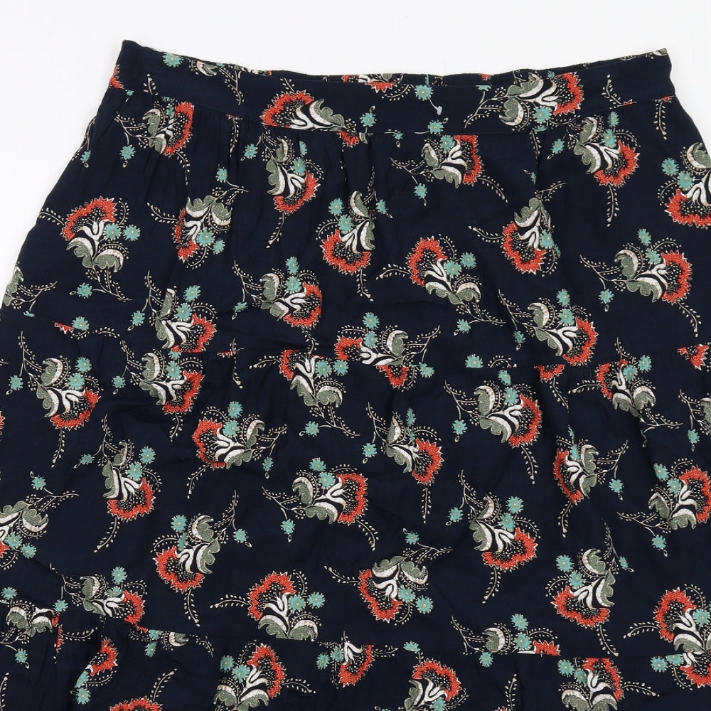 Per Una Womens Blue Geometric Viscose Peasant Skirt Size 14