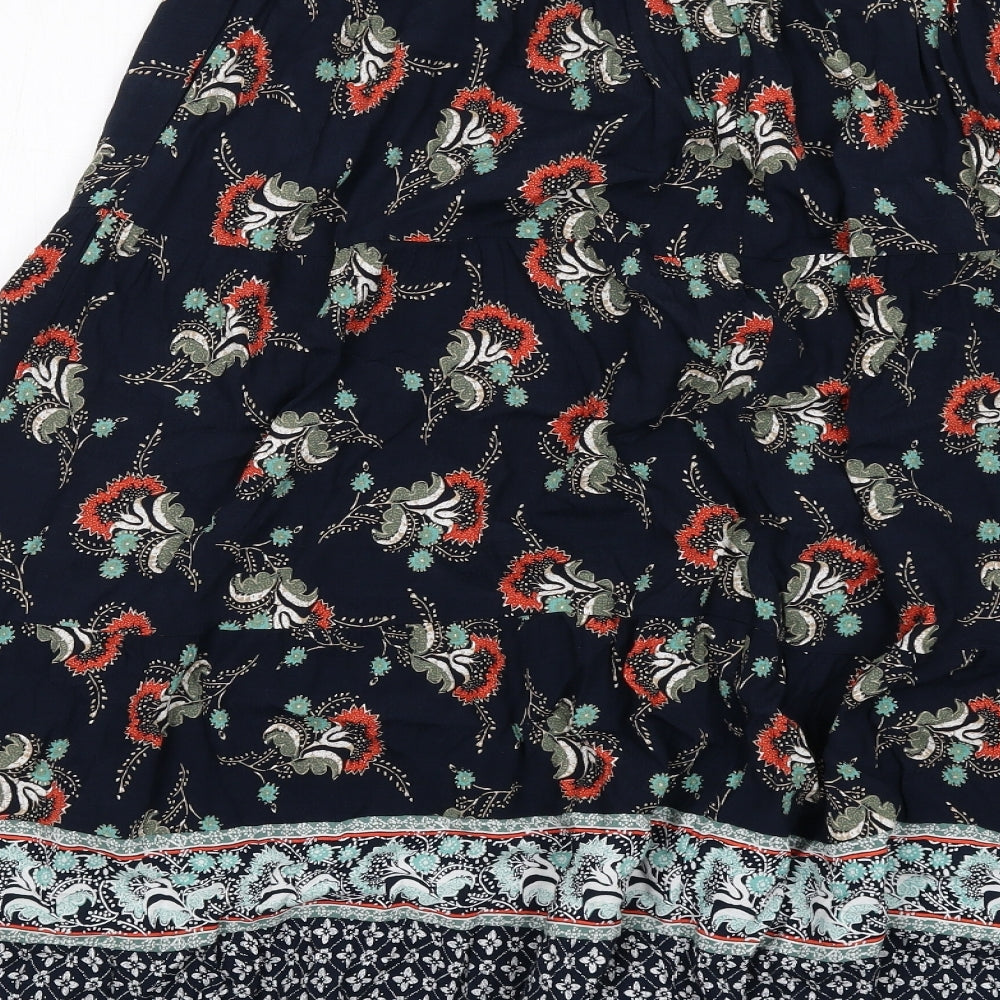 Per Una Womens Blue Geometric Viscose Peasant Skirt Size 14