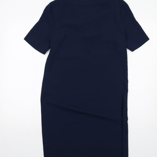 Marks and Spencer Womens Blue Polyester A-Line Size 8 V-Neck Pullover