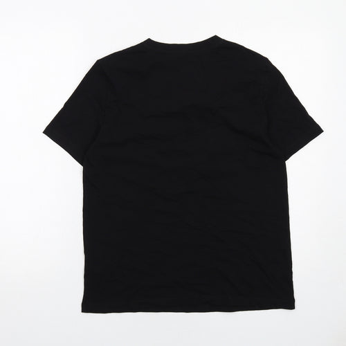 Massimo Dutti Womens Black Cotton Basic T-Shirt Size S Round Neck