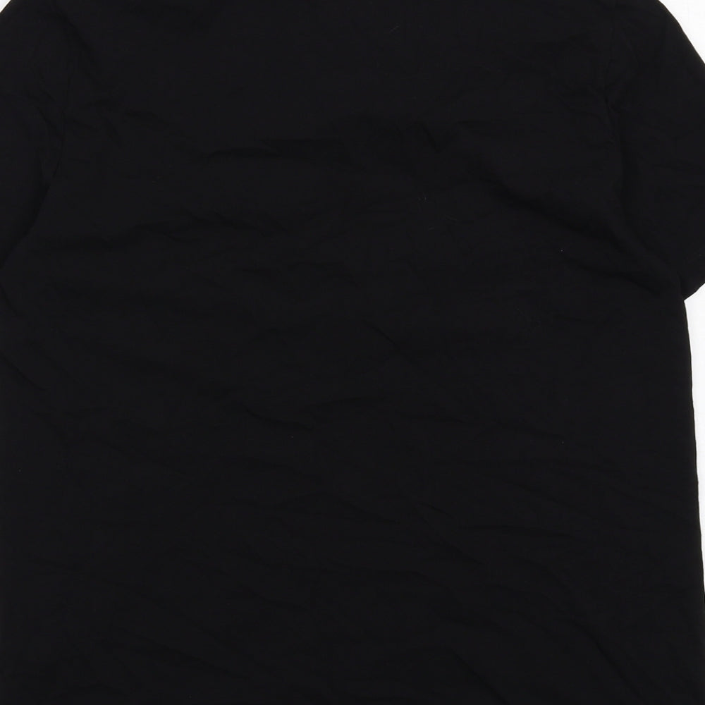 Massimo Dutti Womens Black Cotton Basic T-Shirt Size S Round Neck
