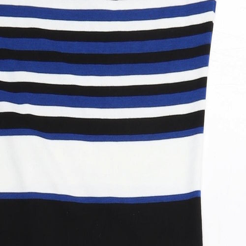 Topshop Womens Blue Striped Polyester Tank Dress Size 12 Round Neck Pullover