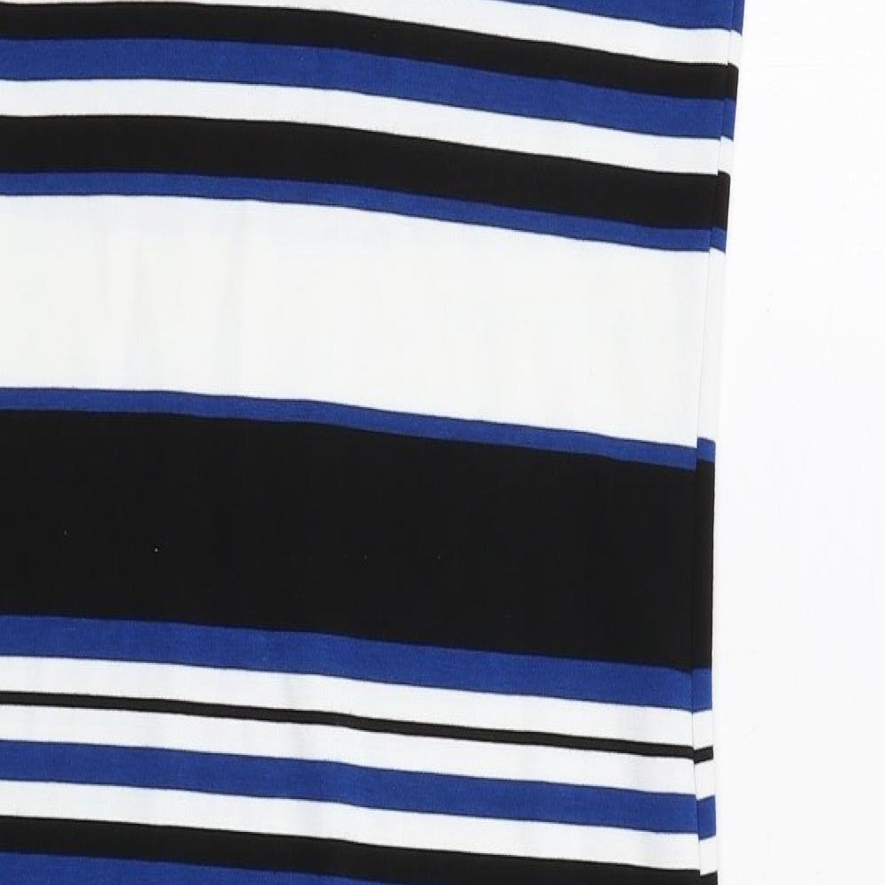 Topshop Womens Blue Striped Polyester Tank Dress Size 12 Round Neck Pullover