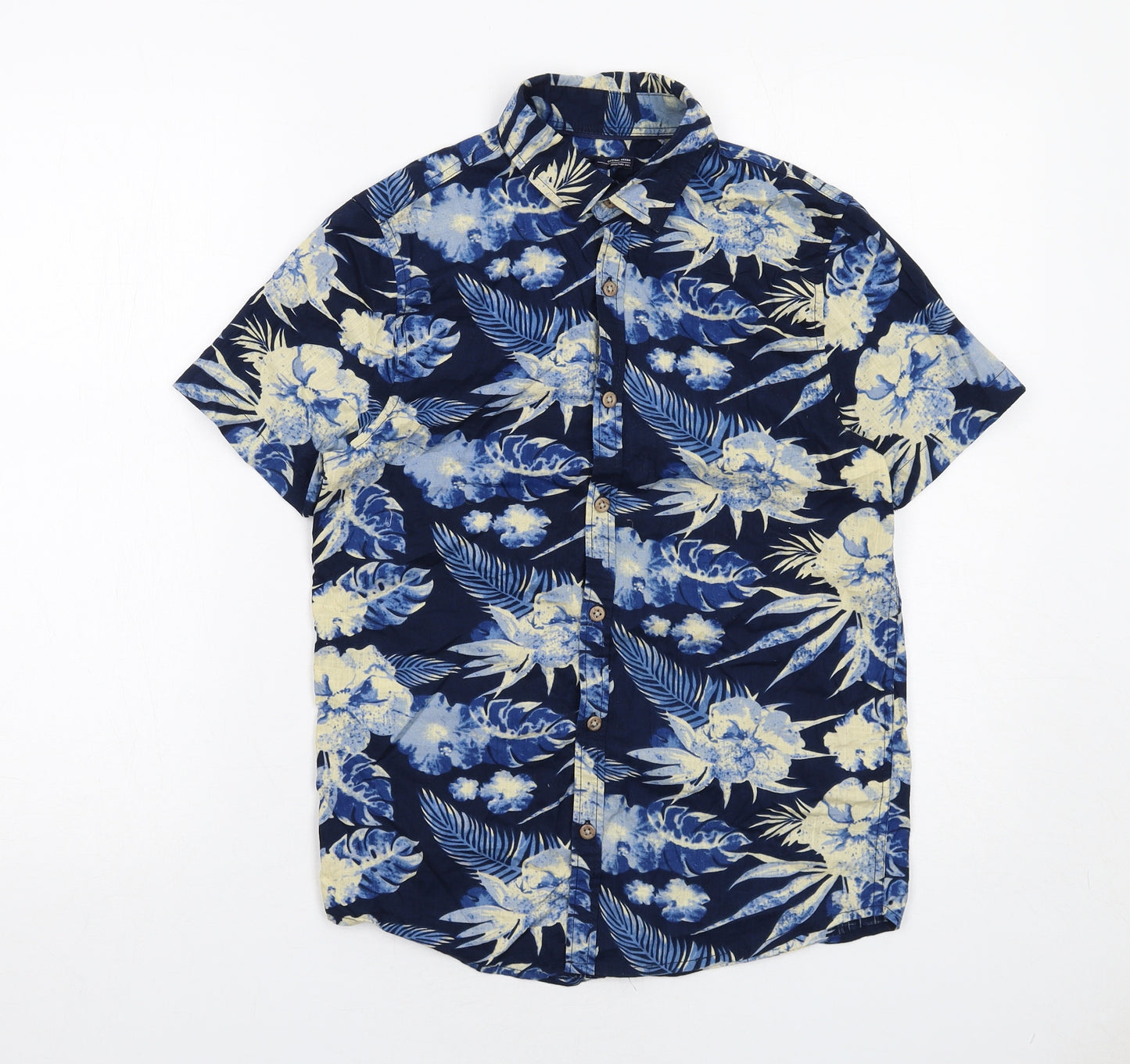NEXT Boys Blue Geometric Cotton Basic Button-Up Size 12 Years Collared Button