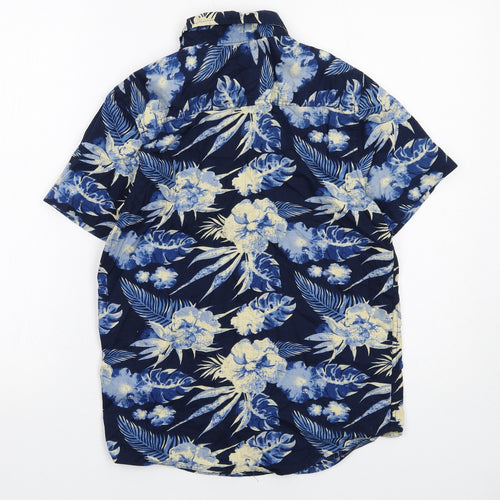 NEXT Boys Blue Geometric Cotton Basic Button-Up Size 12 Years Collared Button