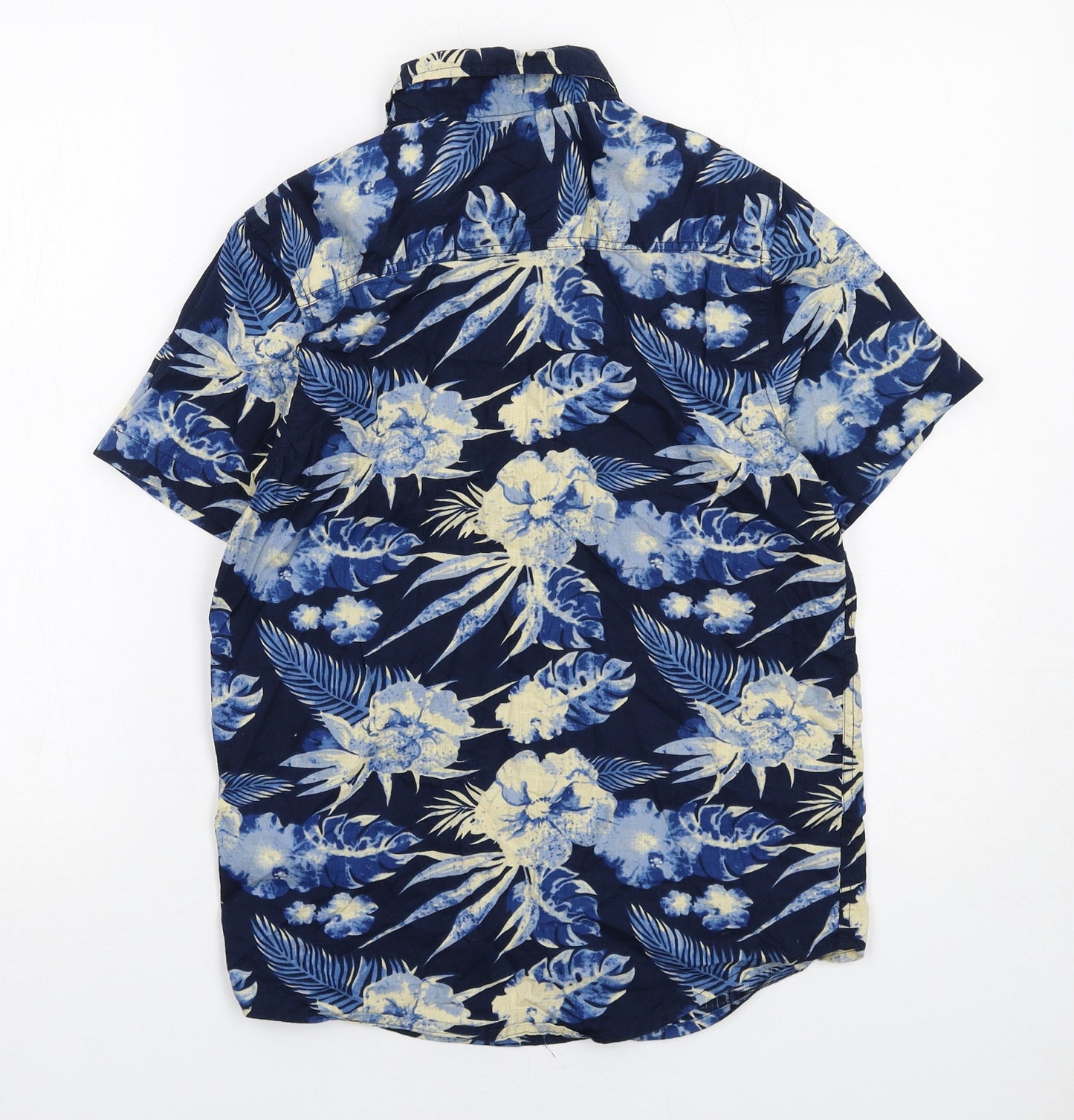 NEXT Boys Blue Geometric Cotton Basic Button-Up Size 12 Years Collared Button