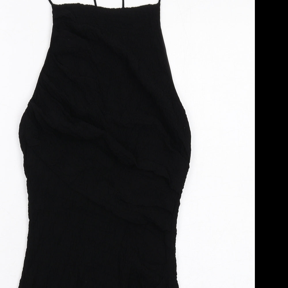 Zara Womens Black Viscose Mini Size S Round Neck Zip - Open Back