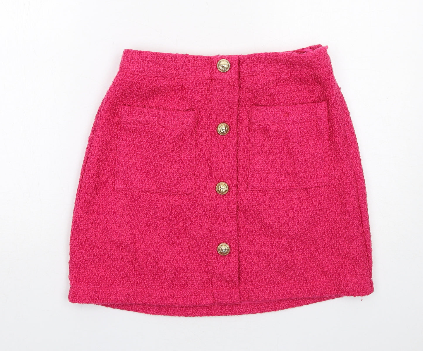 New Look Womens Pink Polyester A-Line Skirt Size 10 Zip