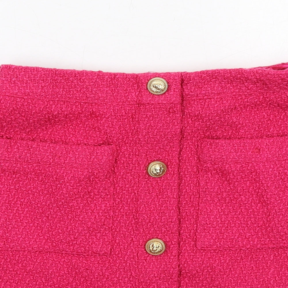 New Look Womens Pink Polyester A-Line Skirt Size 10 Zip