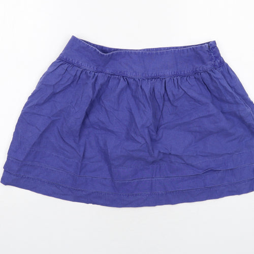 Topshop Womens Blue Linen Skater Skirt Size 12 Zip