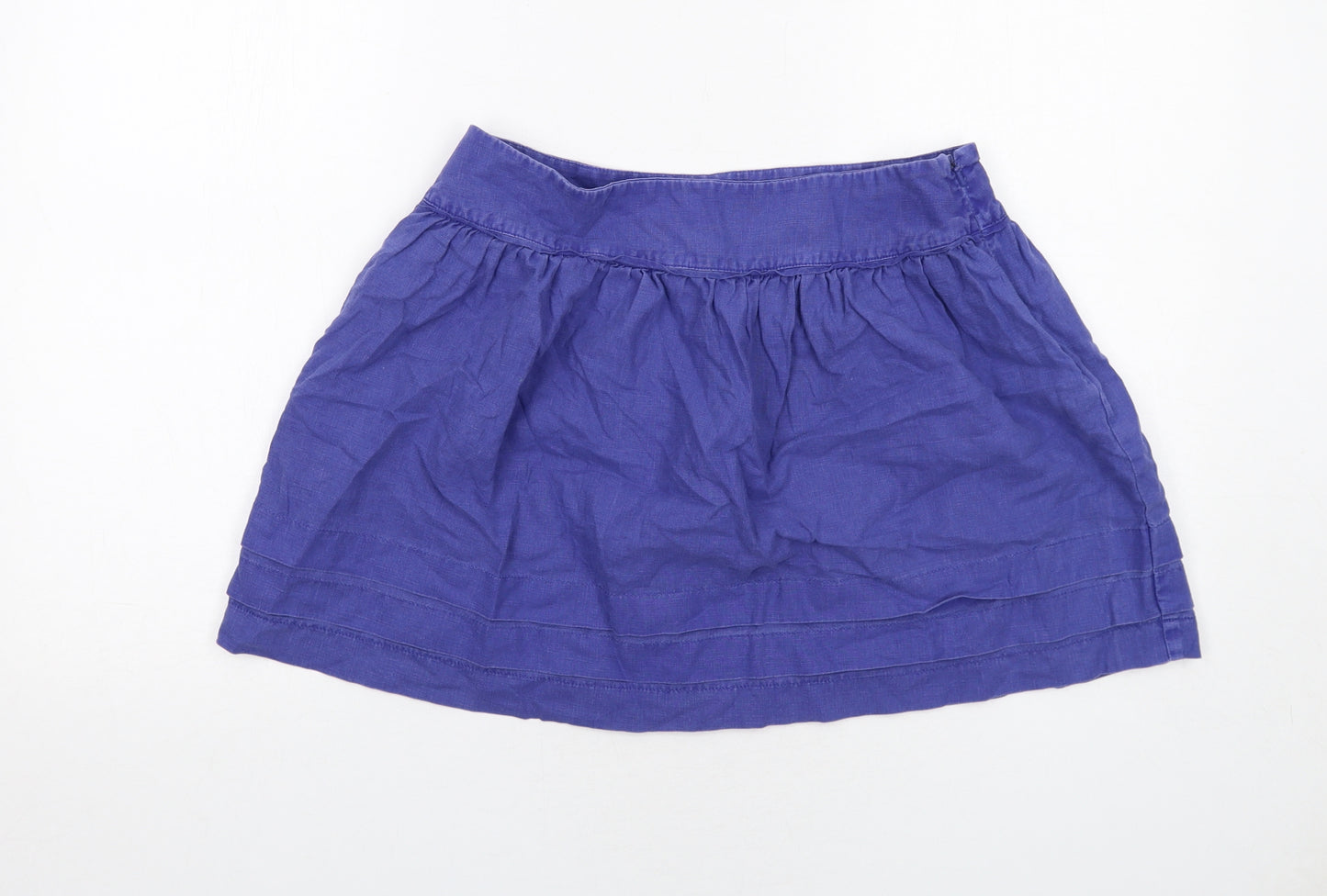 Topshop Womens Blue Linen Skater Skirt Size 12 Zip