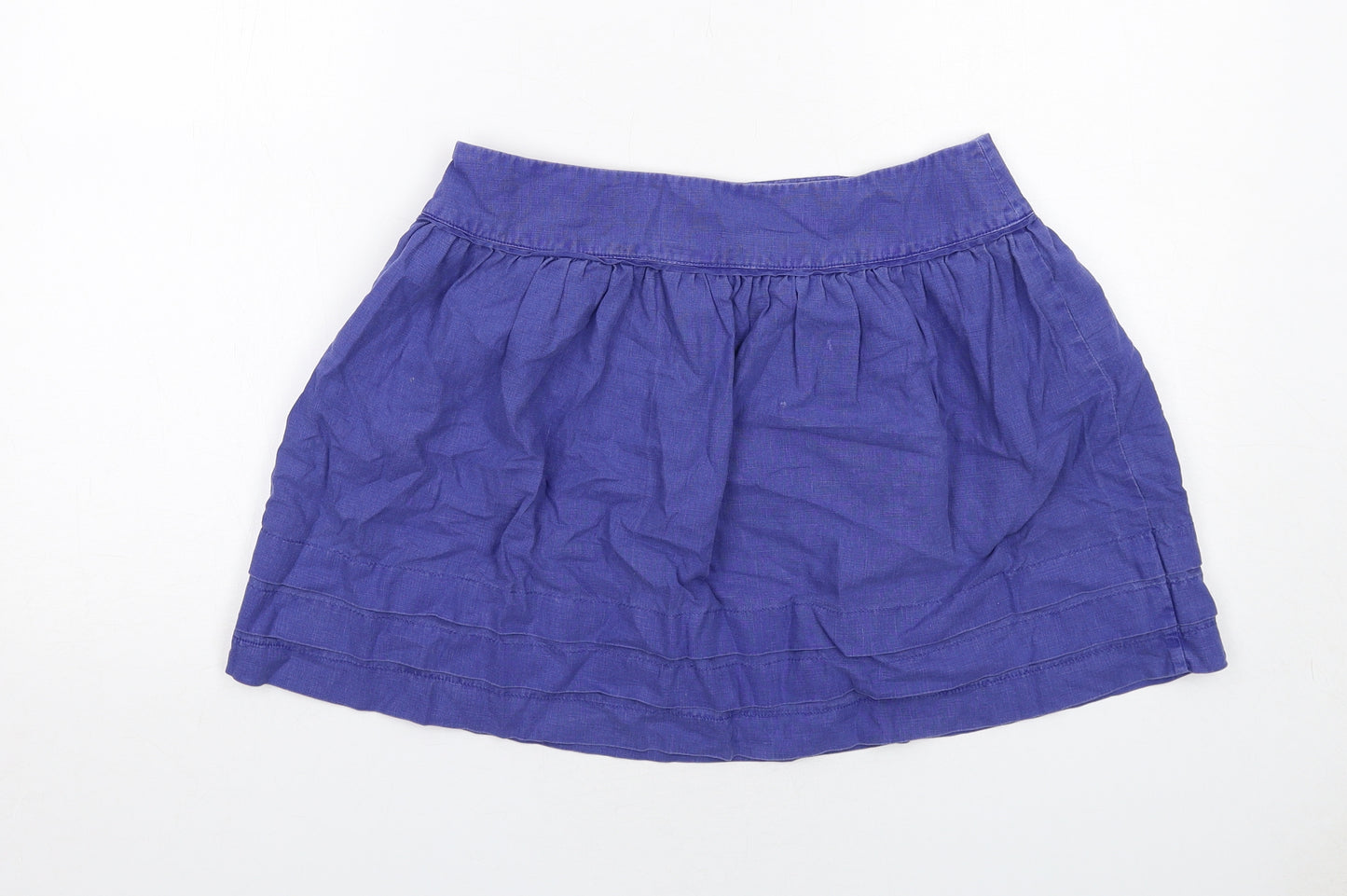 Topshop Womens Blue Linen Skater Skirt Size 12 Zip