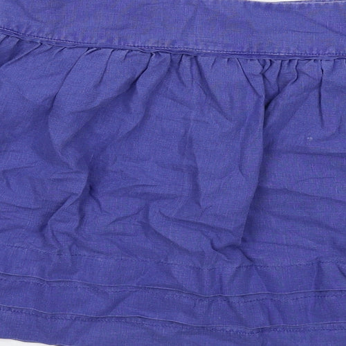 Topshop Womens Blue Linen Skater Skirt Size 12 Zip