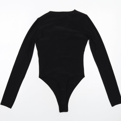 Misspap Womens Black Polyester Bodysuit One-Piece Size 8 Snap - Twist Front Detail