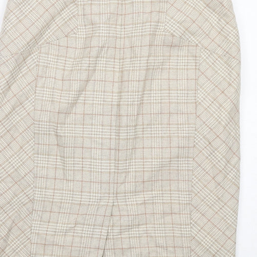 NEXT Womens Beige Plaid Wool A-Line Skirt Size 10 Zip