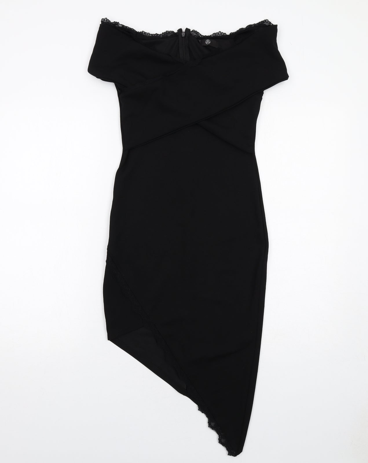 Missguided Womens Black Polyester Bodycon Size 8 Off the Shoulder Zip