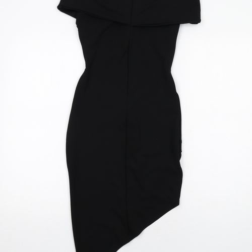 Missguided Womens Black Polyester Bodycon Size 8 Off the Shoulder Zip