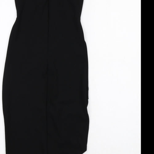 Missguided Womens Black Polyester Bodycon Size 8 Off the Shoulder Zip