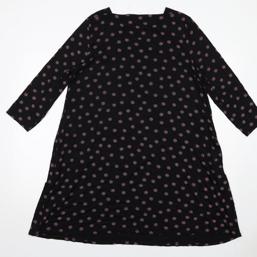Roman Womens Black Geometric Viscose A-Line Size 14 Round Neck Pullover
