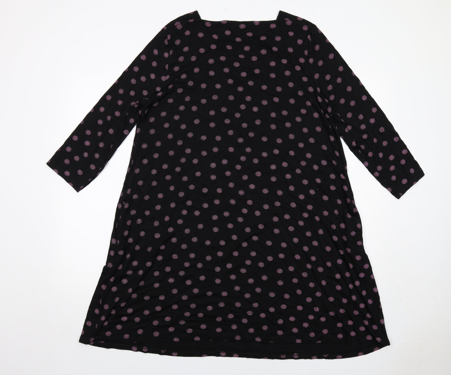 Roman Womens Black Geometric Viscose A-Line Size 14 Round Neck Pullover