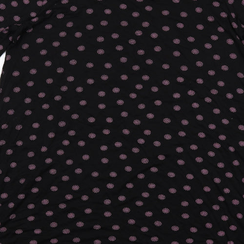 Roman Womens Black Geometric Viscose A-Line Size 14 Round Neck Pullover