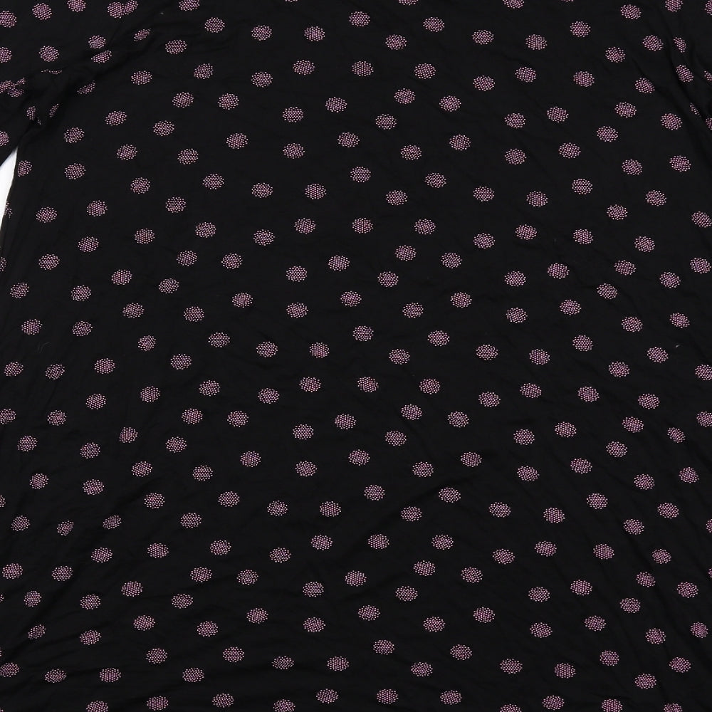 Roman Womens Black Geometric Viscose A-Line Size 14 Round Neck Pullover