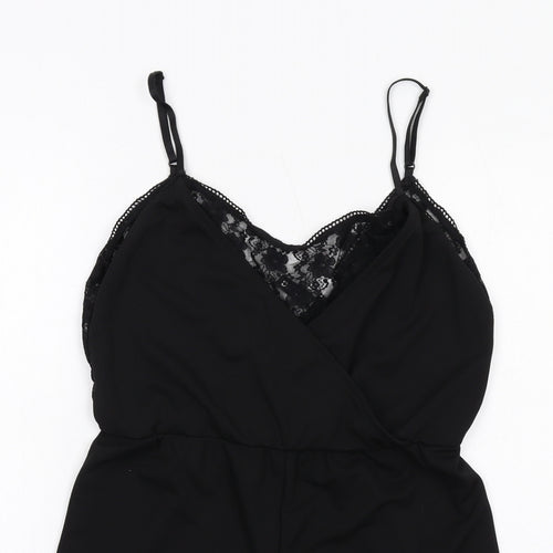 H&M Womens Black Polyester Playsuit One-Piece Size S Pullover - Lace Detail