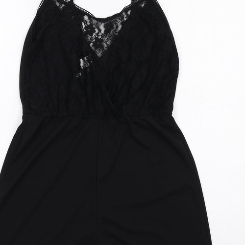 H&M Womens Black Polyester Playsuit One-Piece Size S Pullover - Lace Detail
