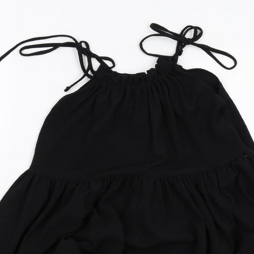 H&M Womens Black Polyester Tank Dress Size S Round Neck Pullover