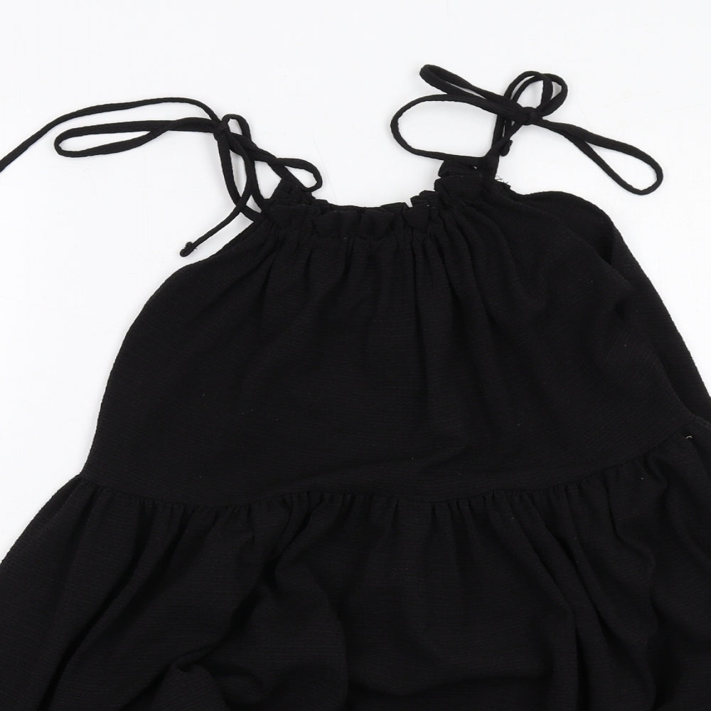 H&M Womens Black Polyester Tank Dress Size S Round Neck Pullover