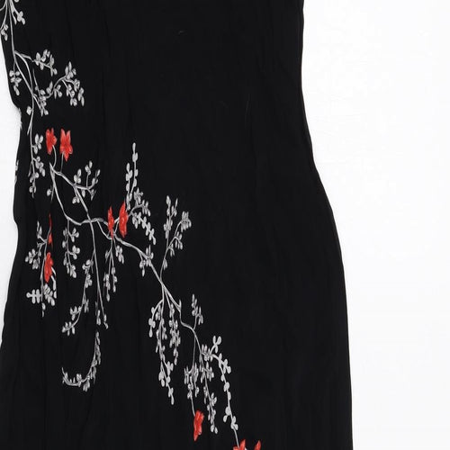 Dorothy Perkins Womens Black Floral Viscose Maxi Size 12 V-Neck Pullover