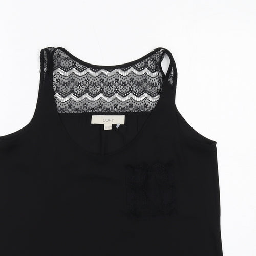 Ann Taylor Womens Black Polyester Basic Tank Size XS Scoop Neck - Lace Detail