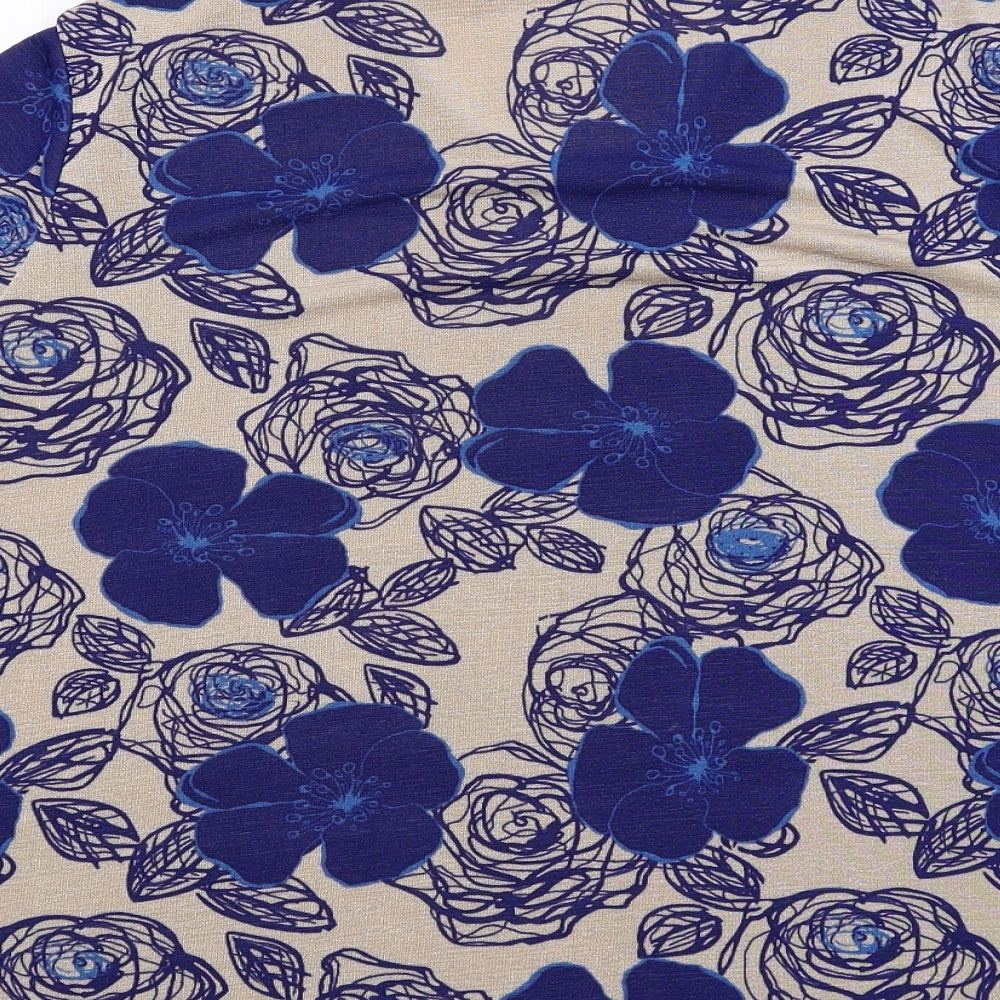 Julipa Womens Blue Floral Polyester Basic T-Shirt Size 20 Round Neck