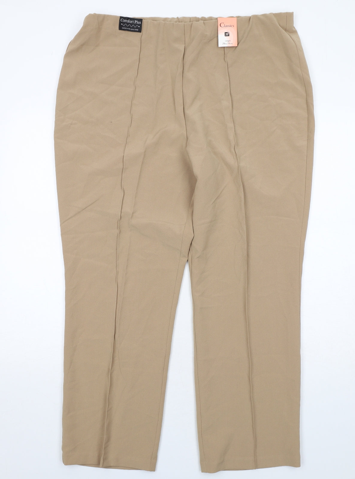 Classics Womens Beige Polyester Trousers Size 20 Regular