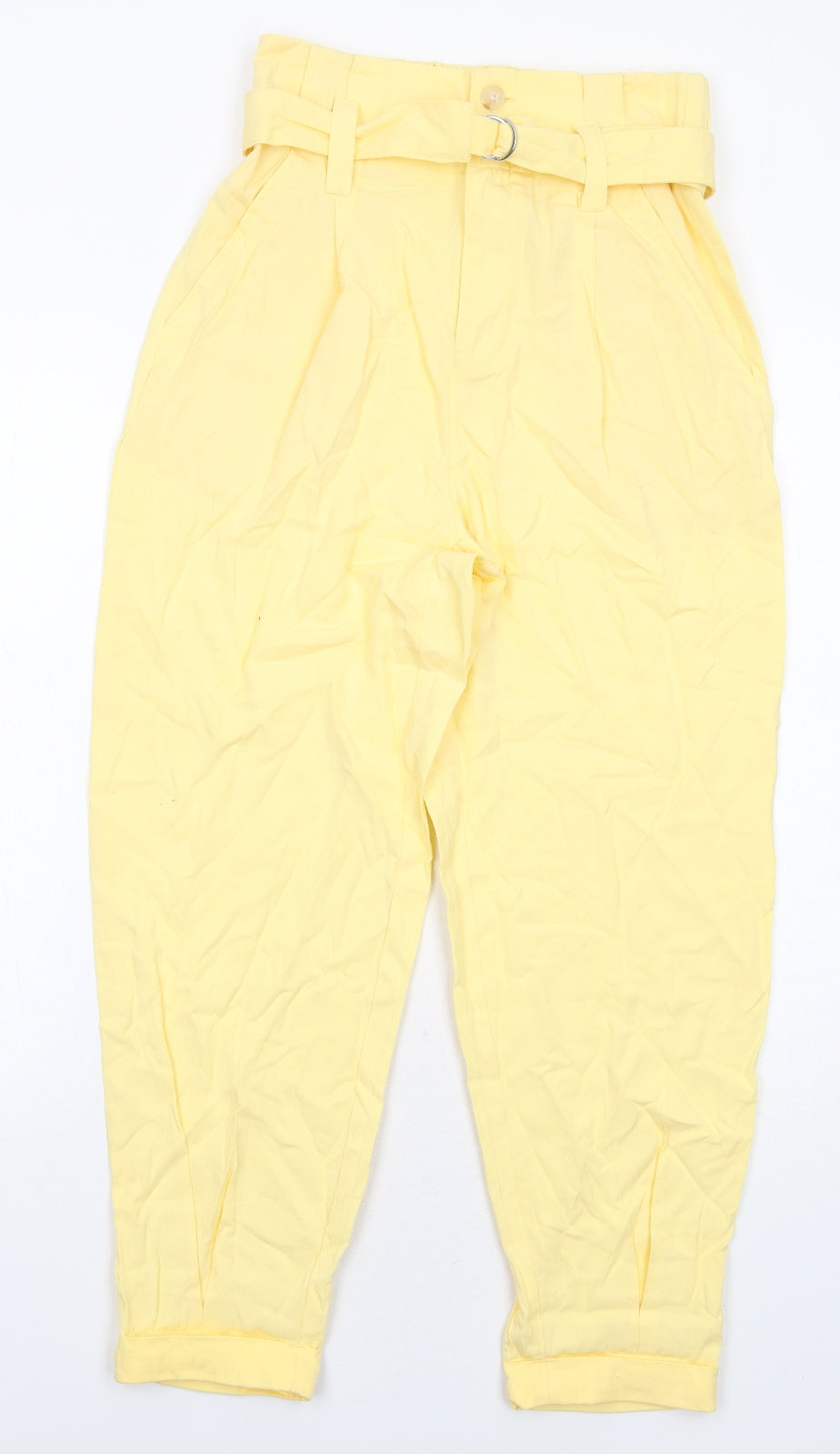 Bershka Womens Yellow Viscose Carrot Trousers Size 10 Regular Zip