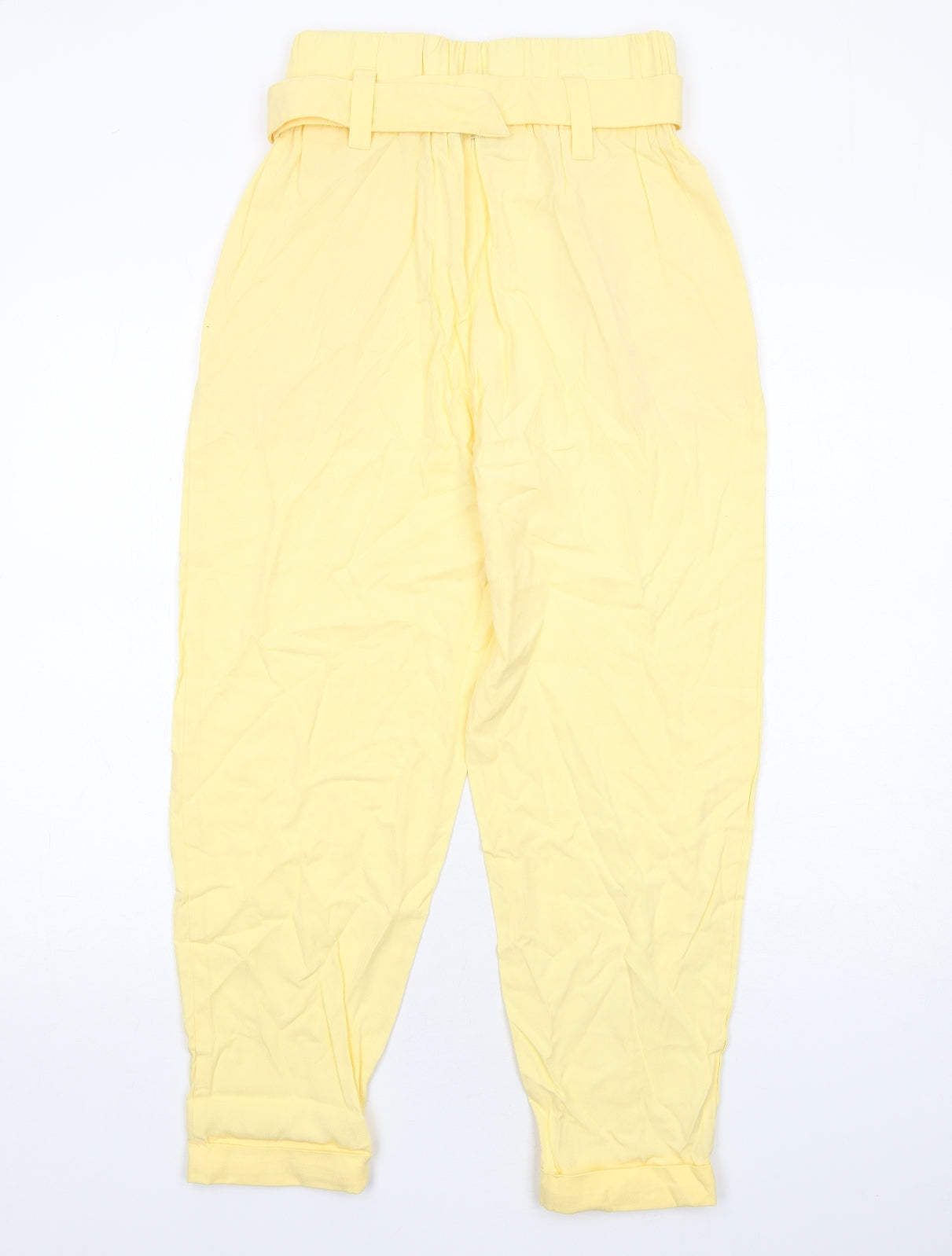 Bershka Womens Yellow Viscose Carrot Trousers Size 10 Regular Zip