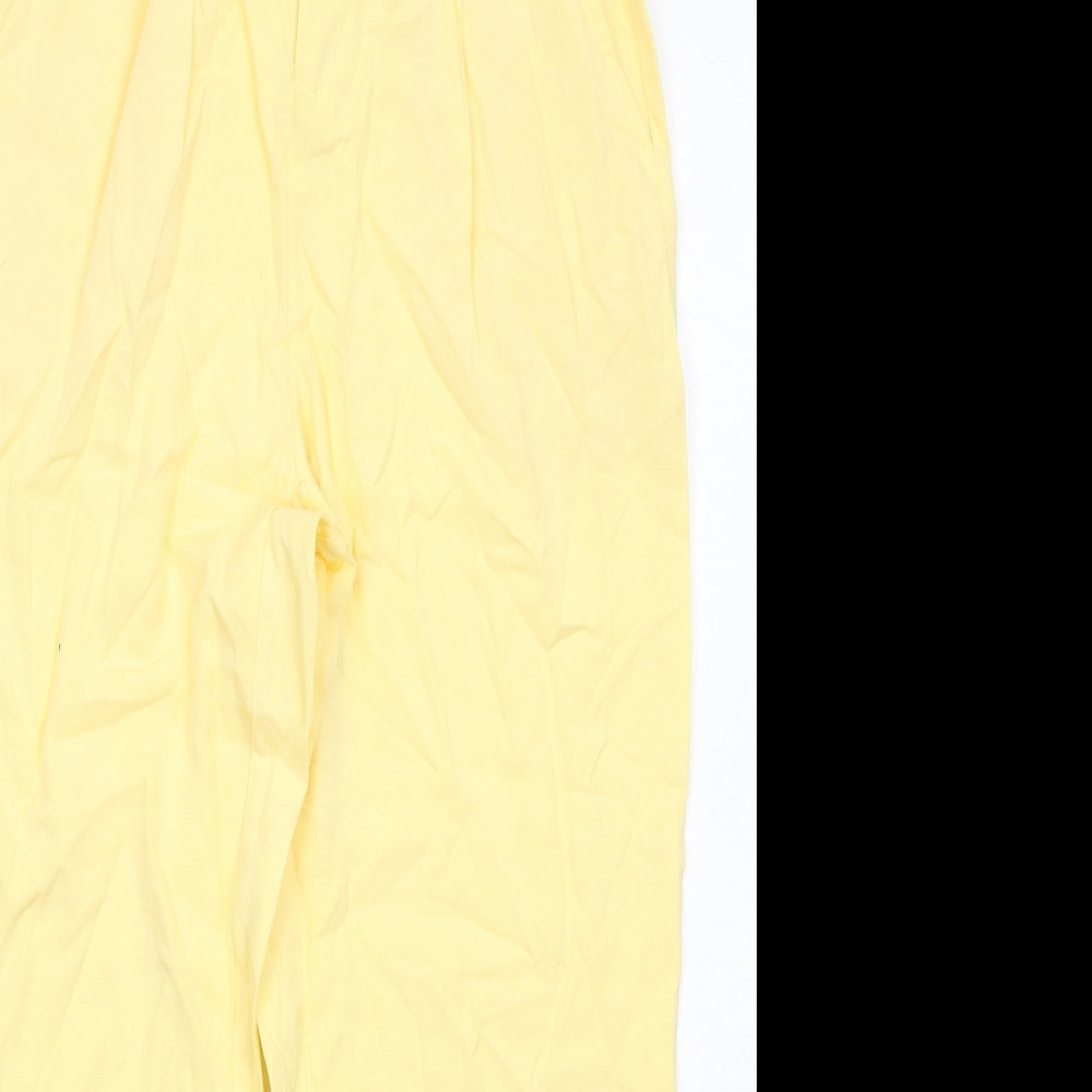 Bershka Womens Yellow Viscose Carrot Trousers Size 10 Regular Zip