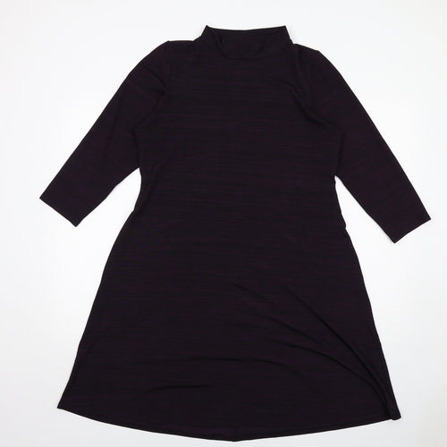 &Co Womens Purple Polyester Fit & Flare Size 18 Round Neck Pullover