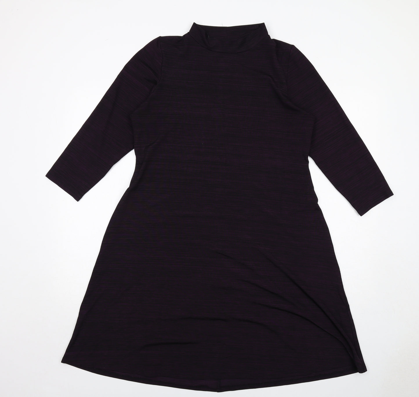 &Co Womens Purple Polyester Fit & Flare Size 18 Round Neck Pullover