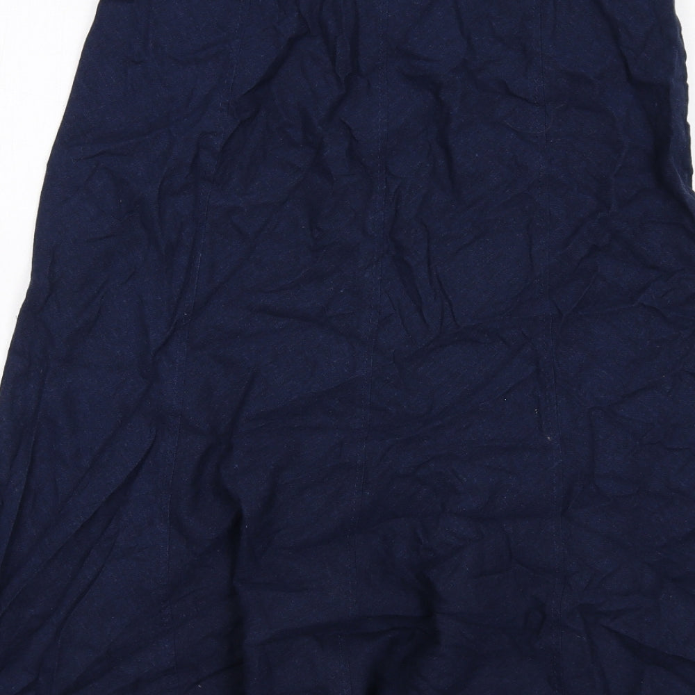EWM Womens Blue Linen Swing Skirt Size 12