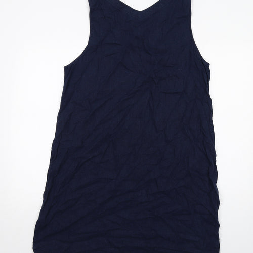 Marks and Spencer Womens Blue Linen A-Line Size 18 Round Neck Pullover