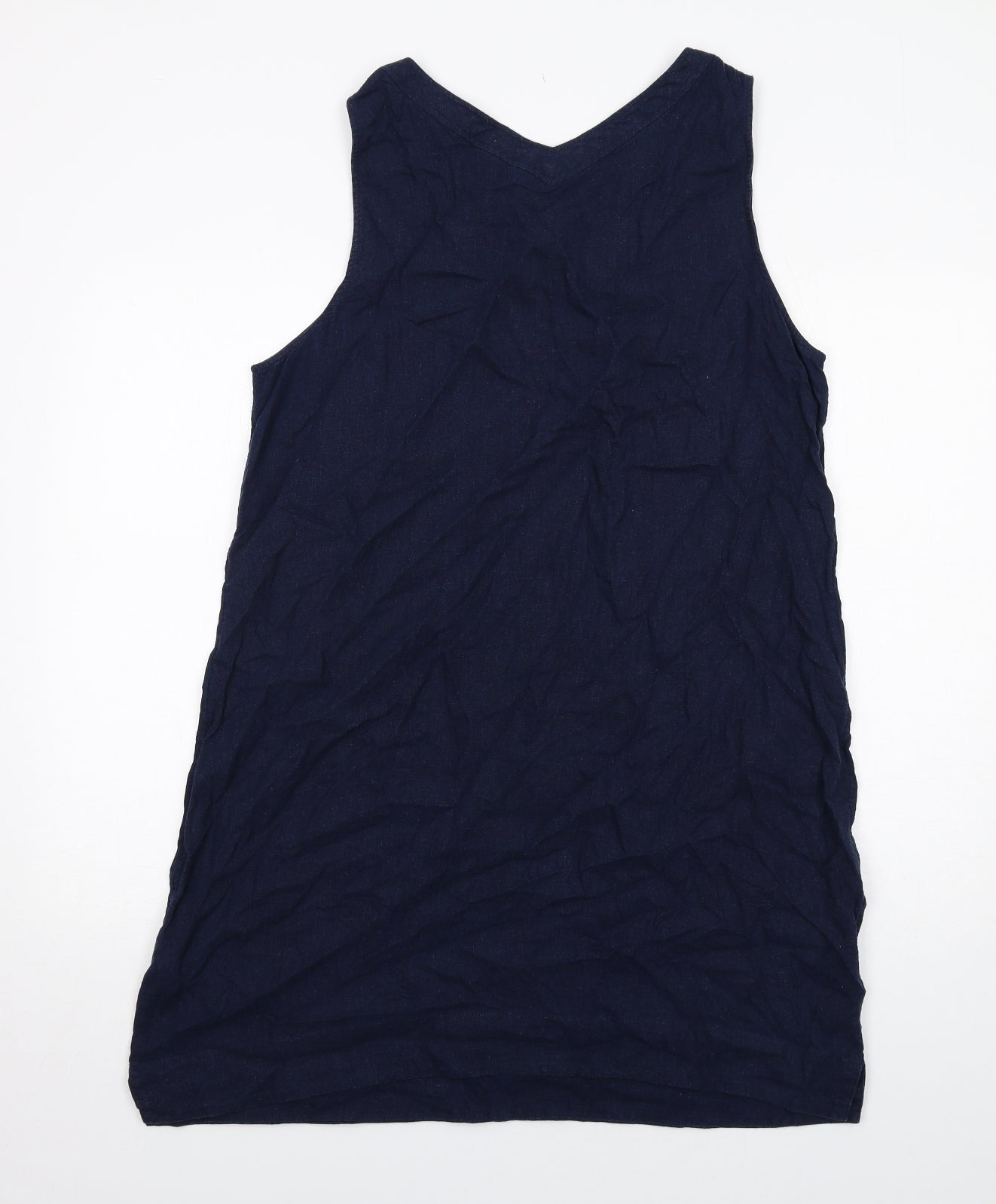 Marks and Spencer Womens Blue Linen A-Line Size 18 Round Neck Pullover