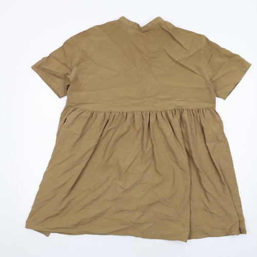 Zara Womens Brown Polyester A-Line Size S V-Neck Pullover