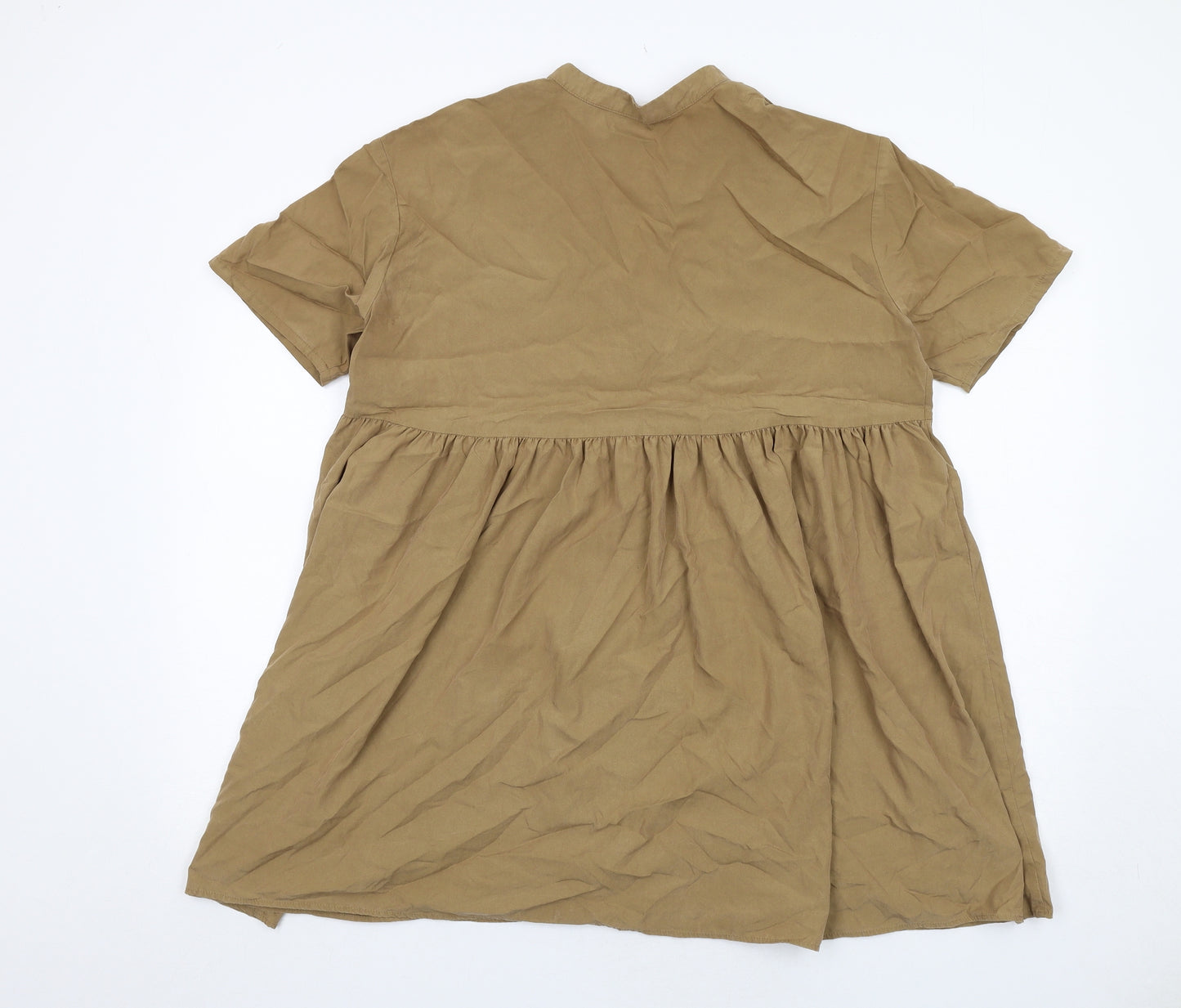 Zara Womens Brown Polyester A-Line Size S V-Neck Pullover