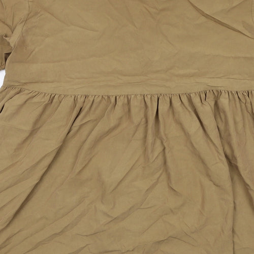Zara Womens Brown Polyester A-Line Size S V-Neck Pullover