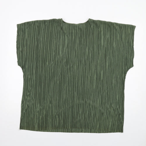 ASOS Womens Green Polyester Basic Blouse Size 24 Round Neck - Plisse