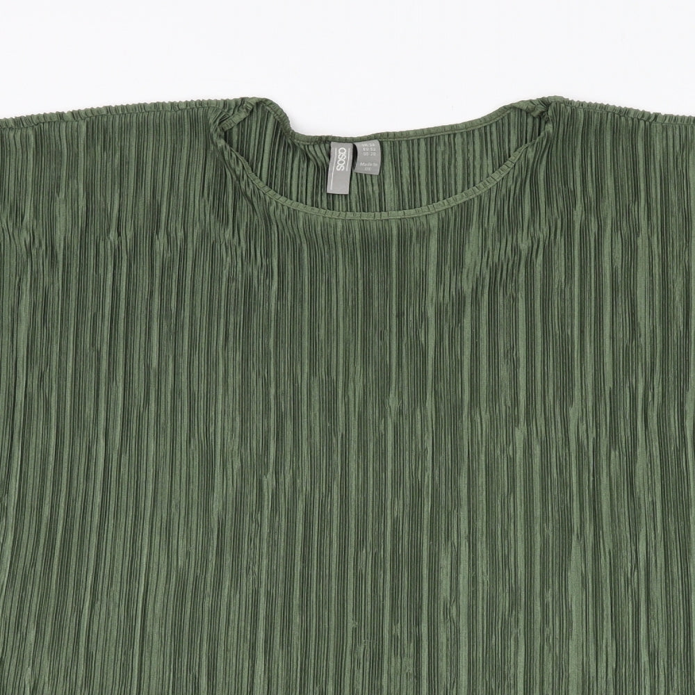 ASOS Womens Green Polyester Basic Blouse Size 24 Round Neck - Plisse