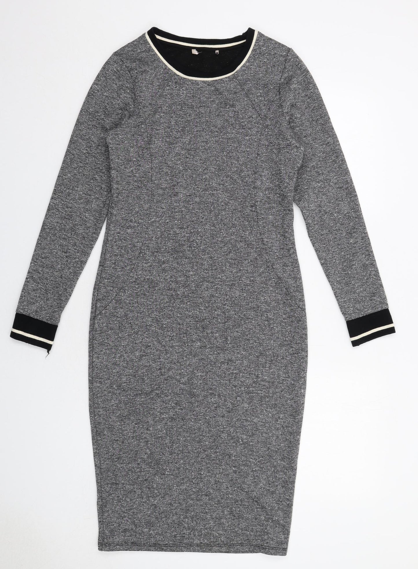Marks and Spencer Womens Grey Polyester Jumper Dress Size 10 Round Neck Pullover